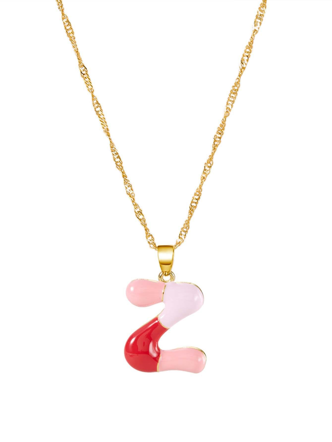 

Cute Fashion Dopamine Colorful Epoxy Bubble Capital Letters Pendant Necklace for Women Name Collar Chain Jewelry Accessory Gifts