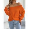 European American Casual Solid Color Off Shoulder Knot Long Sleeve Women Sweater