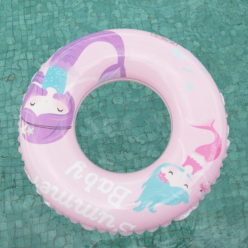 

Swimming Childrens Inflatable Circle Cartoon Shark Mermaid Beginner Donut Style A