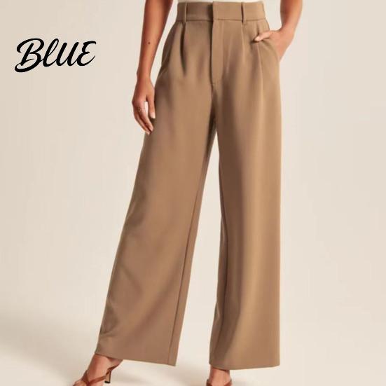 Commuting Outfit Women Suit Pants Button Zipper Fly Solid Color Trousers Pocket Decoration with Pockets