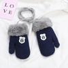 Children Soft Hanging Neck Cute Kids Gloves Knitted Mittens Thick Warm
