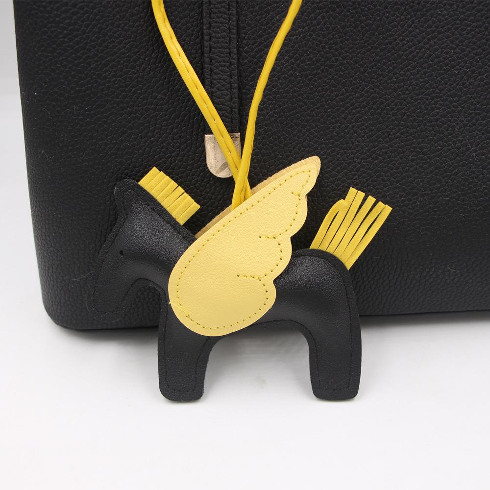 Pegasus Charm Tassel Keychain: Faux Leather Pony Backpack Accessory