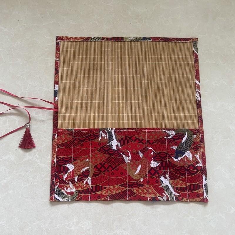 

Китайский Ретро Держатель для кистей Хранение Бамбуковый Скручивающийся мешок Пеналы для каллиграфических ручек Упаковка-занавеска для художественных принадлежностей