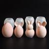 Creative Easter Candle Mold Silicone Egg Bunny Plaster Mold 3D Striped Egg DIY Bunny Ornament Craft Home Decor