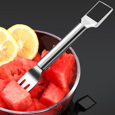 Fruit Slicer Stainless Steel Portable Kitchen Gadget Watermelon Fork Cutter For Kitchen Outdoor Camping Picnic BBQ Party Pool