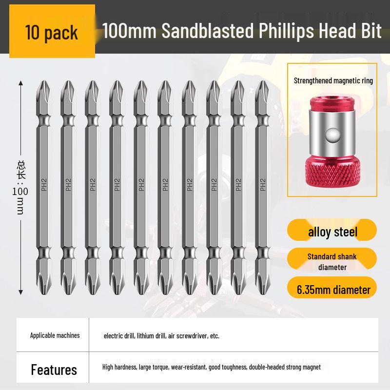 Industrial-Grade Magnetic Phillips Screwdriver Bit Set - Super Hard for Electric Screwdrivers and Hand Drills