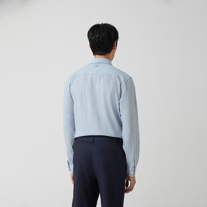 VICUTU Men's Vertical Stripe Business Casual Long Sleeve Shirt