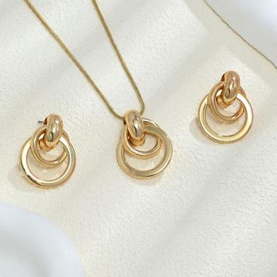Versatile Geometric Circle Jewelry Set: Women's Necklace & Earrings