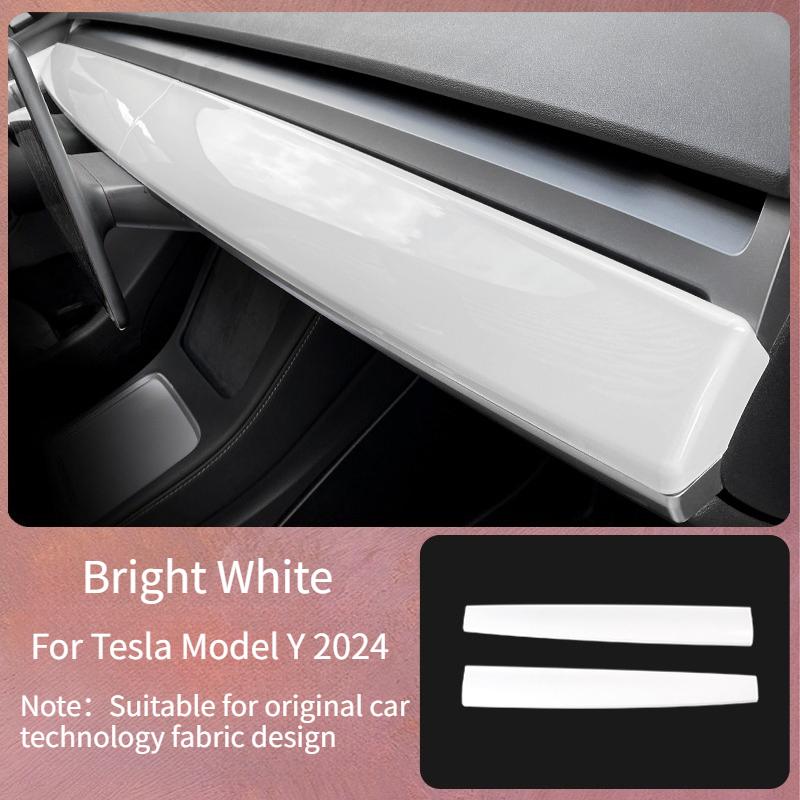 For Tesla Model 3 Y -2024 Car Dashboard Cover Carbon Fibre ABS Door Dash Trim Panel Interior Accessories Sticker Car Gadgets