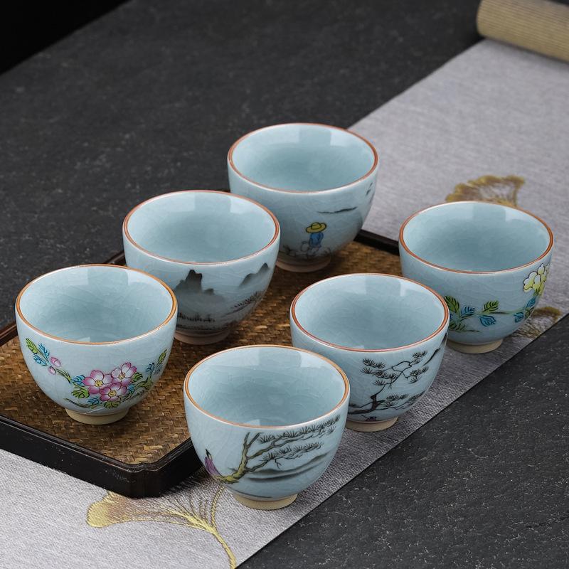 Antique fragrant cup hand-painted teacup single ceramic tea cup home master cup kung fu only tea set single cup tea cup