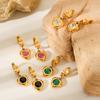 18K Gold Stainless Steel Jewelry Heart Pendant Zircon Earrings for Women, Light Luxury High-end Titanium Steel Ear Jewelry