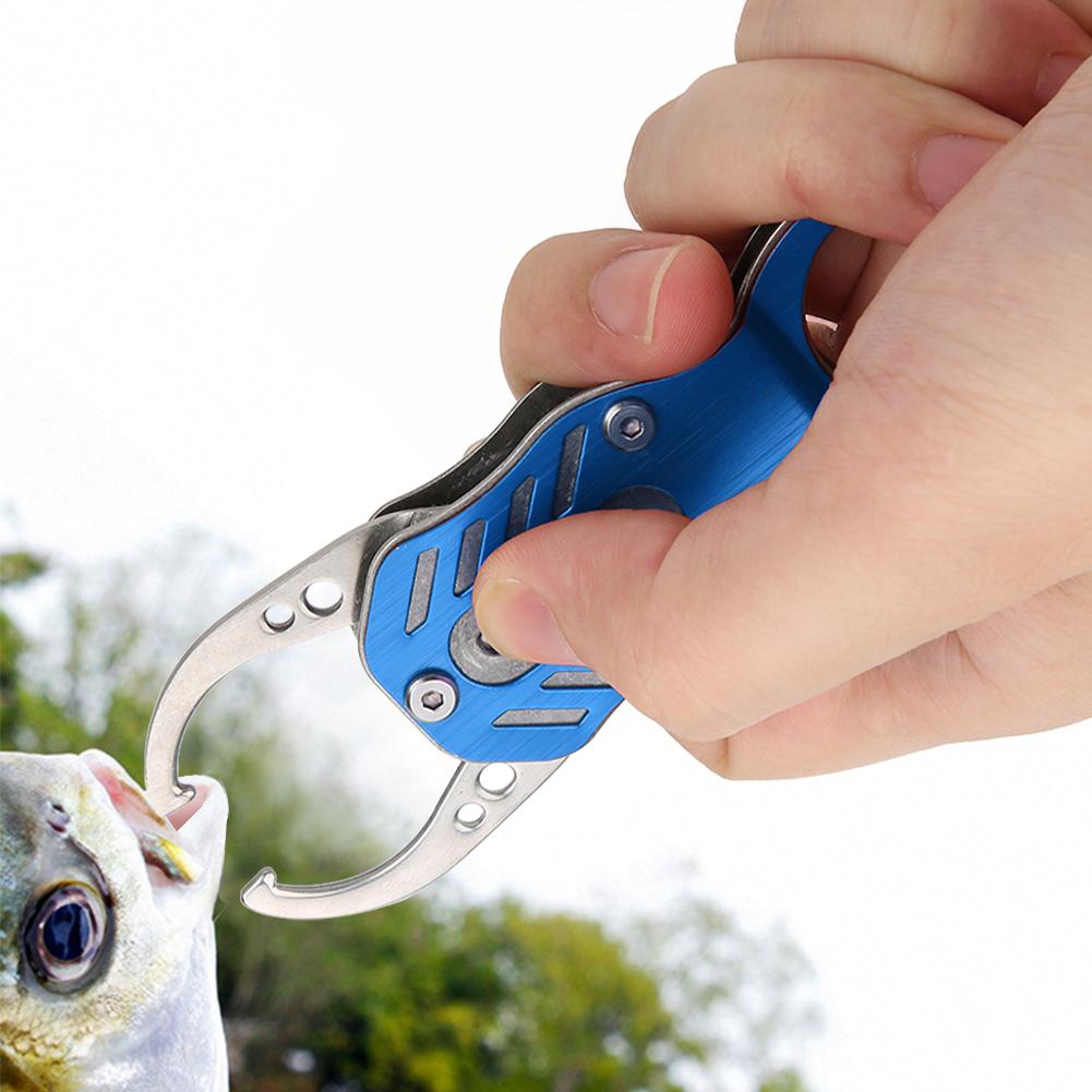 Mini Fishing Grip Aluminum Alloy Portable Fish Control Clamp with Anti‑Lost Rope(Charm Blue )