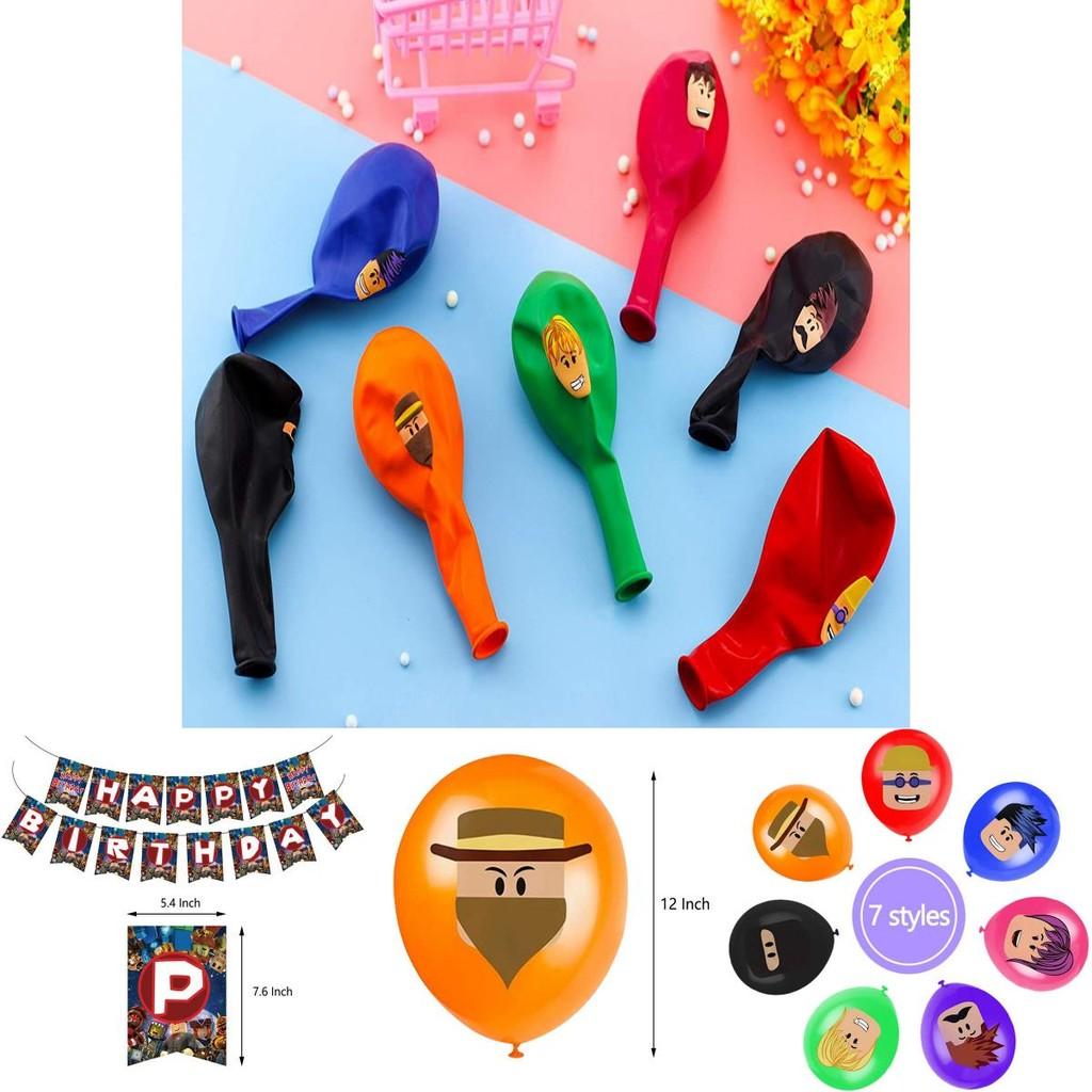 Brightly Colored Roblox Boys Birthday Party Decor With Balloons And Cake Toppers