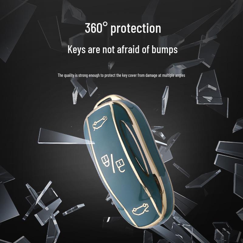Fashionable Gold Edge TPU Key Case for Tesla Model X