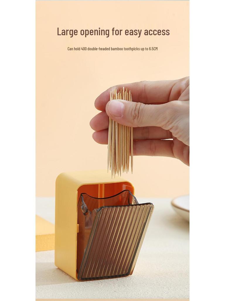 Wall-Mounted Flip-Top Toothpick Holder - Creative Plastic Design for Home and Restaurant