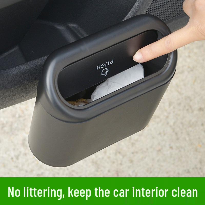 Portable Hanging Car Trash Can and Storage Organizer with Flip-Top Lid
