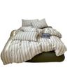 Retro Striped Four-piece Set, Cotton Pure Cotton 100 Washed Cotton Bed Sheet Quilt Cover, Male Student Dormitory Bed Three-piece Set 1