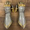 Medieval Gauntlets 16-Gauge Steel Featuring Brass Accents Built-In Leather Gloves Fathers Day Christmas Halloween Gift