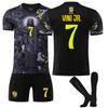 Kits de Fútbol Personalizados con Nombre para Adolescentes, Niños y Adultos 24/25 Brasil Negro Jesús #7 VINI JR Conjunto de Camiseta de Entrenamiento Deportivo con Calcetines