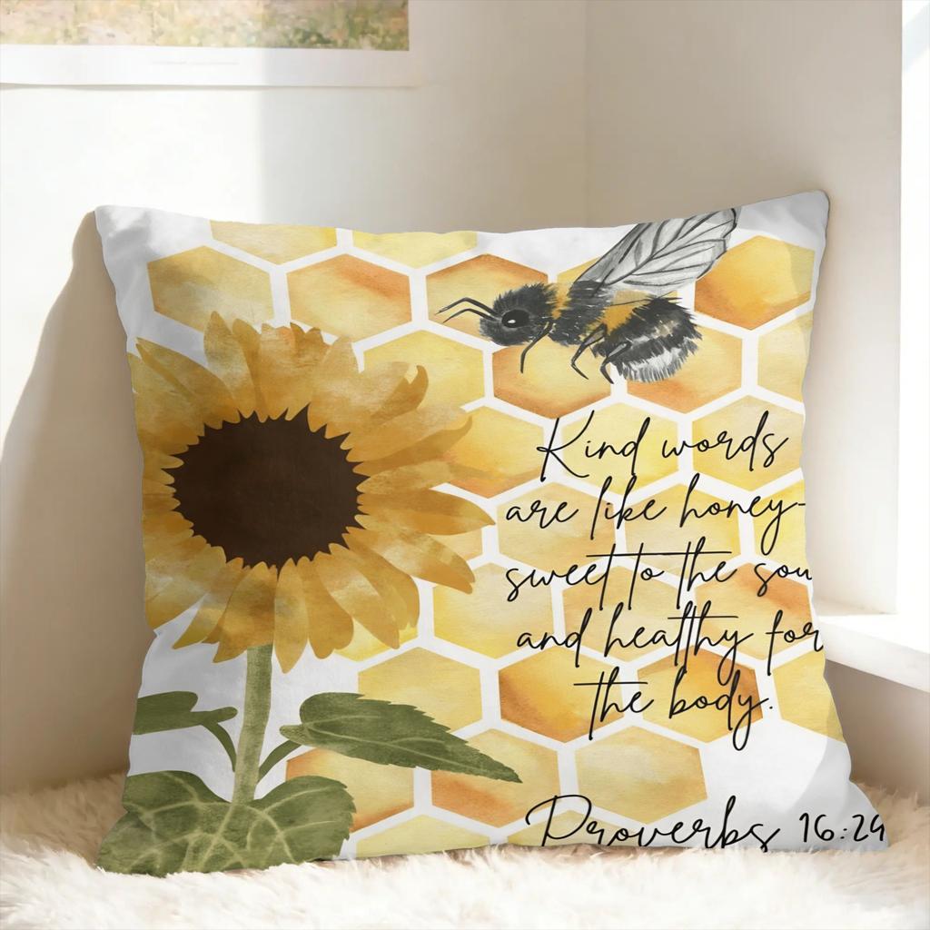 Sunflower Bee Pillow Case Soft Pillow Cover Fashion Cushion Cover For Sofa Home Decor