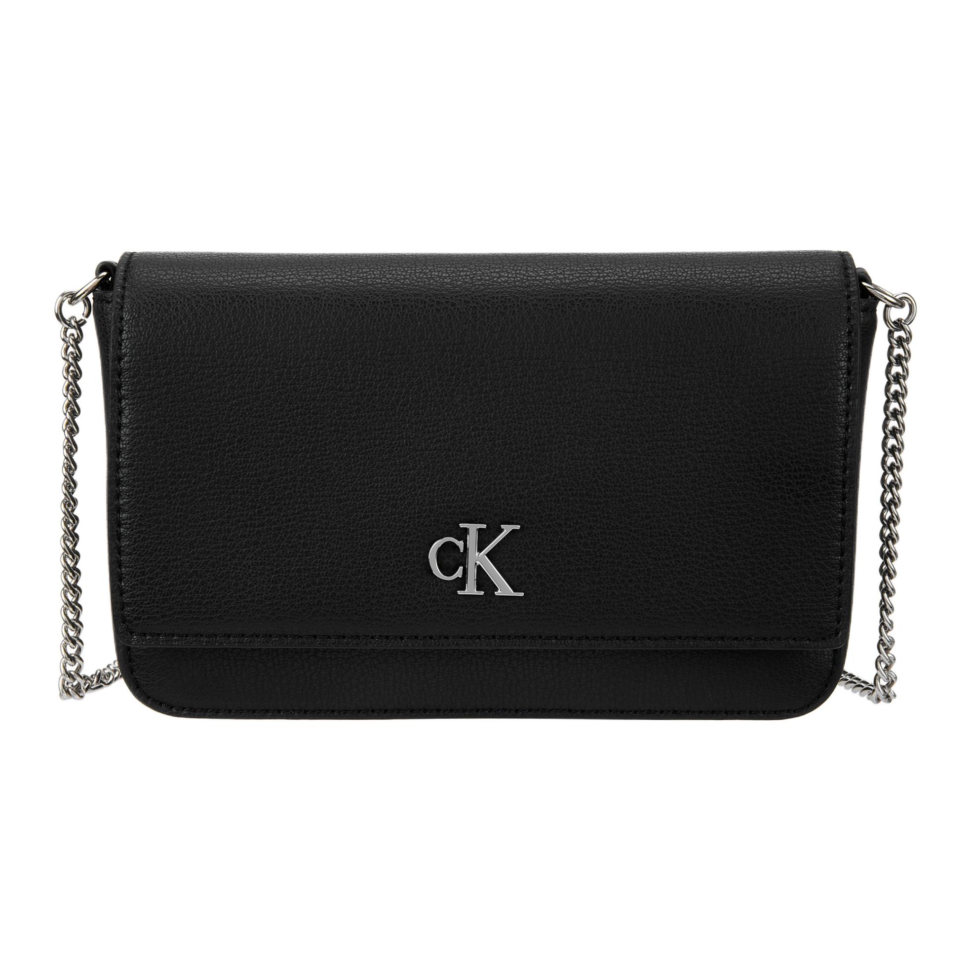Calvin Klein Minimal Series Logo Chain Polyester And Polyurethane Shoulder Crossbody Bag Women bags Black 4K1027G-UB1002 Black