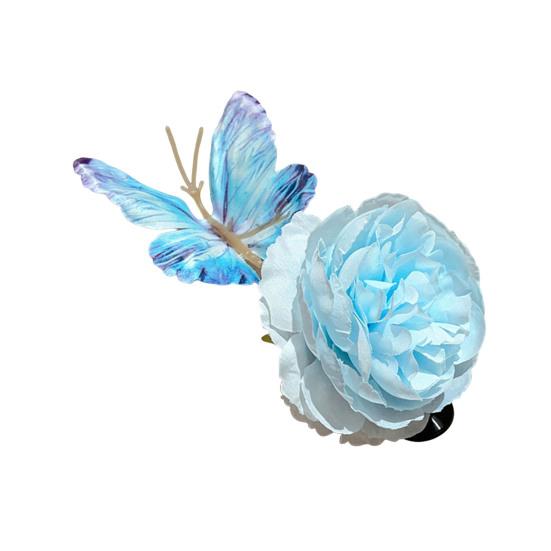 Butterfly Hair Clip Artificial Peony Flower with Acrylic Crocodile Clip Flower Hair Barrette for Beach Vacation Party Dress-up