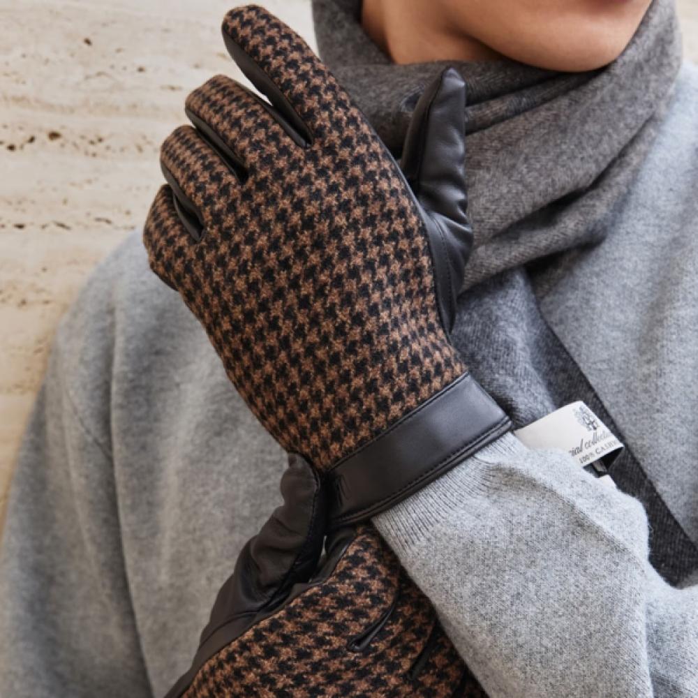 Daks Коричневые Кожаные Перчатки Клетка  Гончая  Dcgv5f570w3 Single option