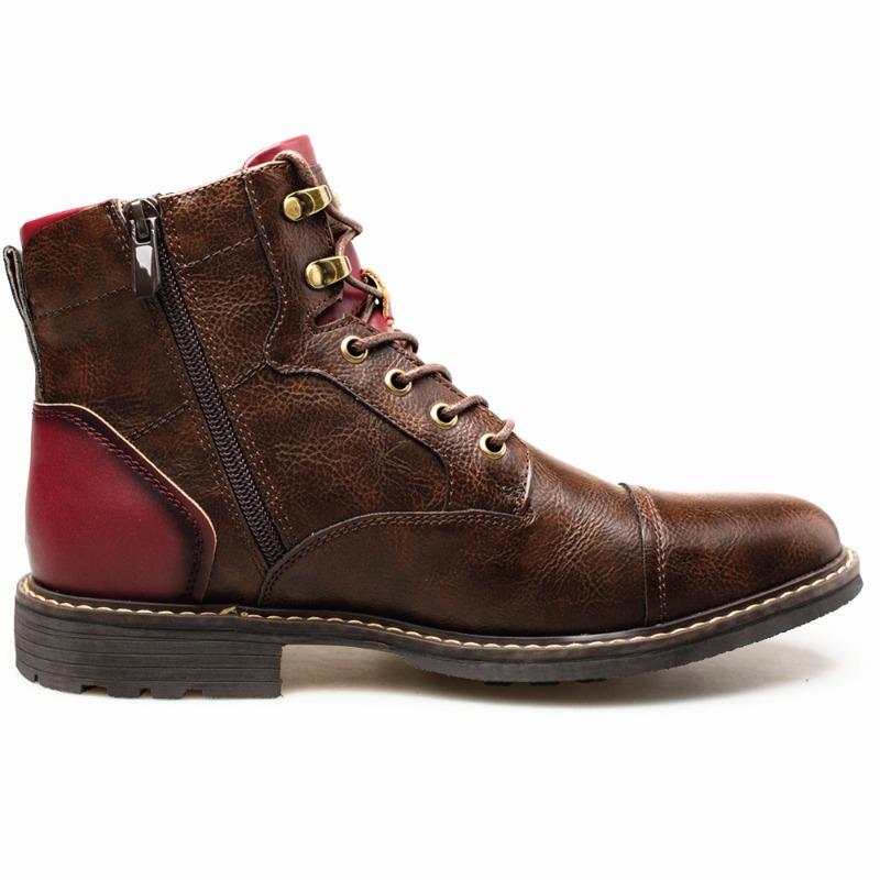 Retro Men's Ankle Boots Casual High-top Boots High Quality Business Leather Boots for Men Motorcycle Bootie Botas Hombre