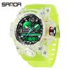 SANDA Women's Trendy LED Dual Display Waterproof Watch with Hourly Chime