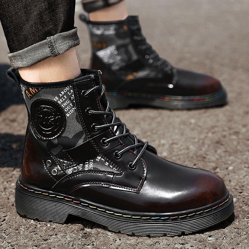 Martin Boots Big Yellow Boots High Top Men's and Women's Shoes Long Tube Tooling Velvet Locomotive European and American Height Increase Versatile Co