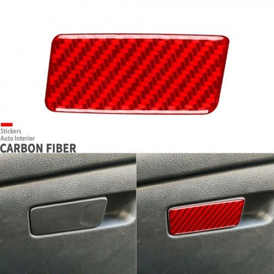 Red Carbon Fiber Co-pilot Glove Box Handle Cover Trim For Jeep Cherokee 2014-18