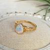 Li Luo Vintage Gold Gebürsteter 925 Sterling Silber Verstellbarer Damenring