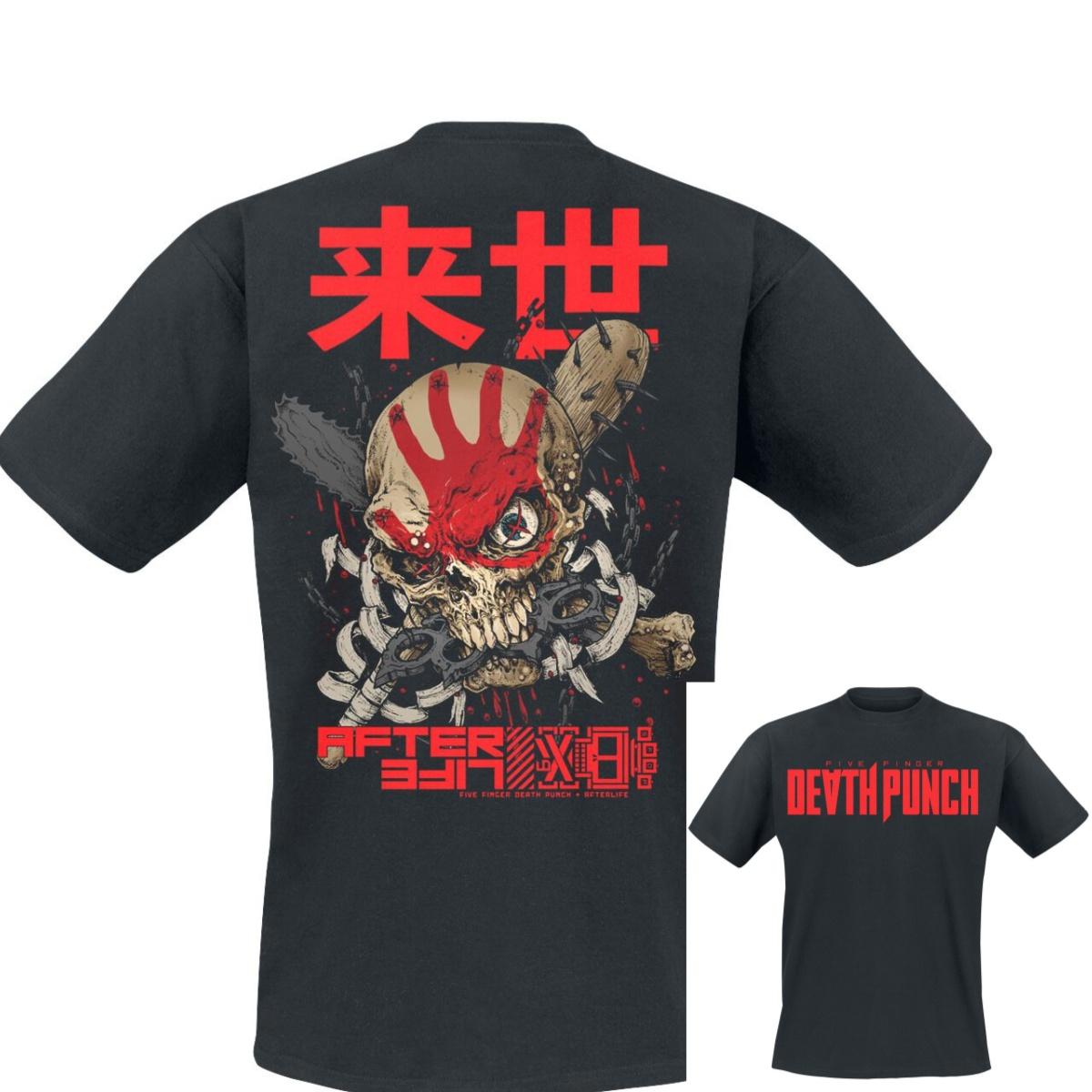 Afterlife Kanji  Five Finger Death Punch White Casual TShirt Mens and Womens Luxury Band Brand Top M