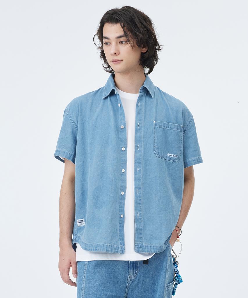 OUTDOOR PRODUCTS Denim Short Sleeve Shirts (Light Blue)