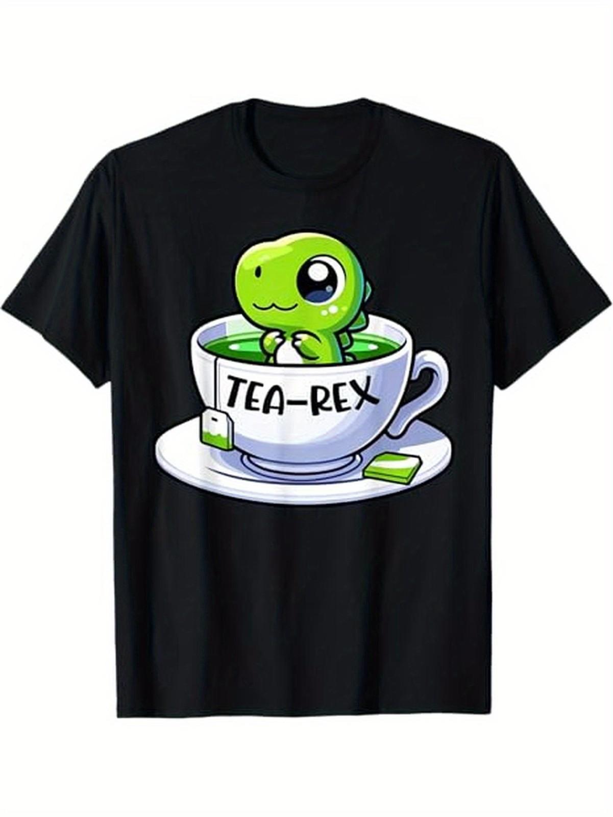 

Tea Rex Dinosaur Funny Pun Lover Tea Lover Design T-Shirt, 100% Cotton, Hal 5XL різнокольоровий