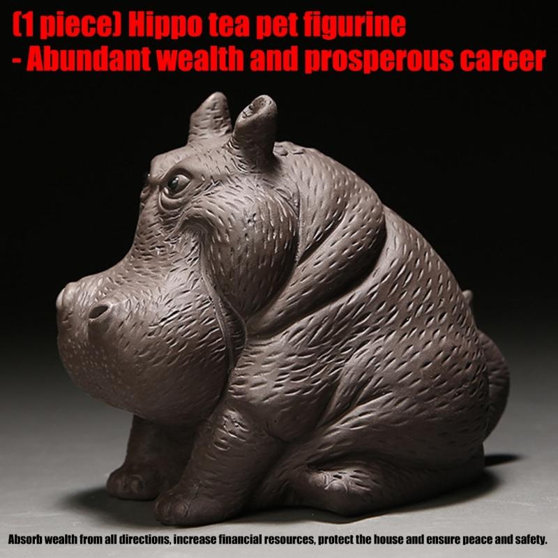 Elegant Zisha Teaware Accent Natural Mineral Clay Teas Companion Handmade Clay Hippos Figurine Ornament