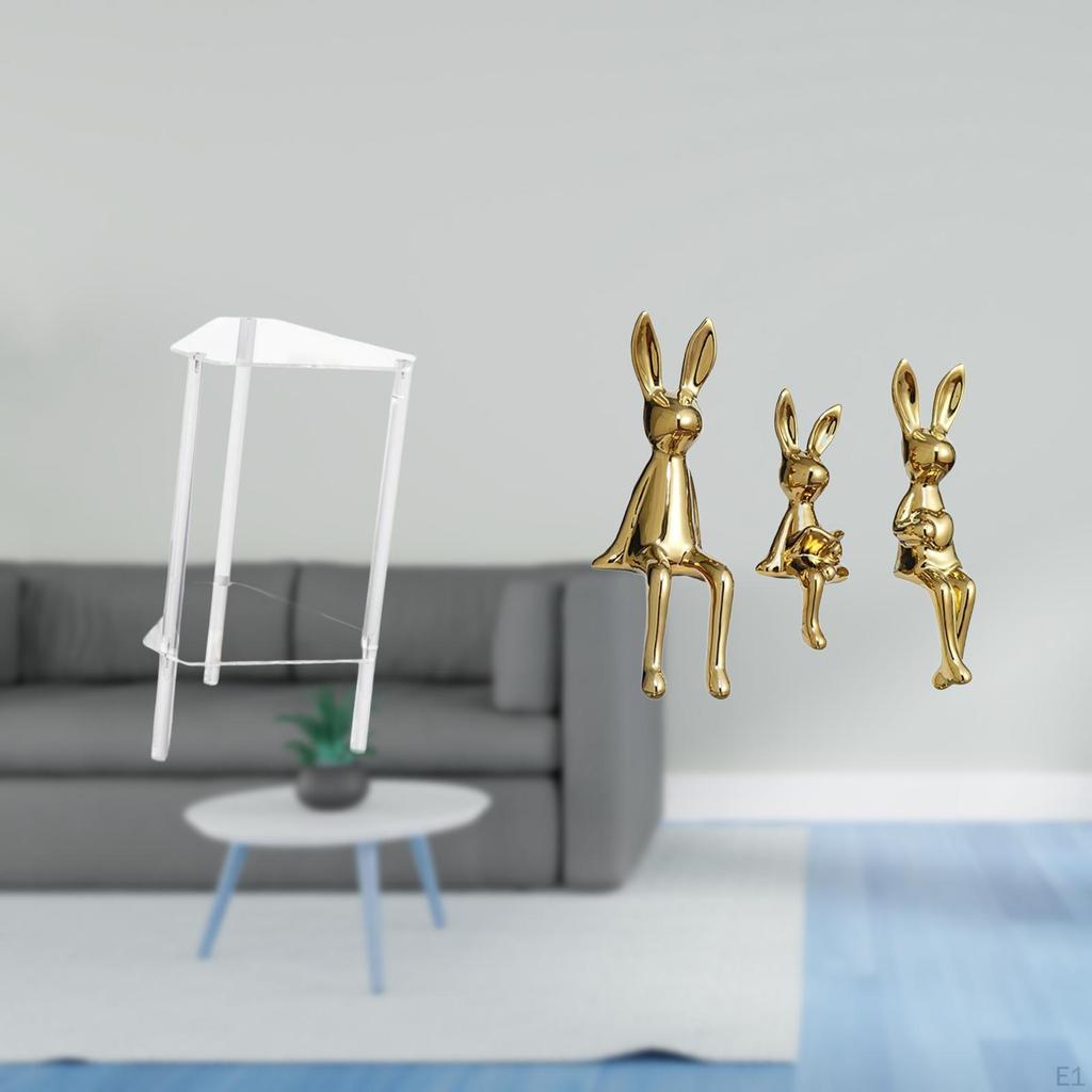 Minimalist Acrylic Nightstand with Bunny Family Figurine Modern Bedside Table And Animal Sculpture