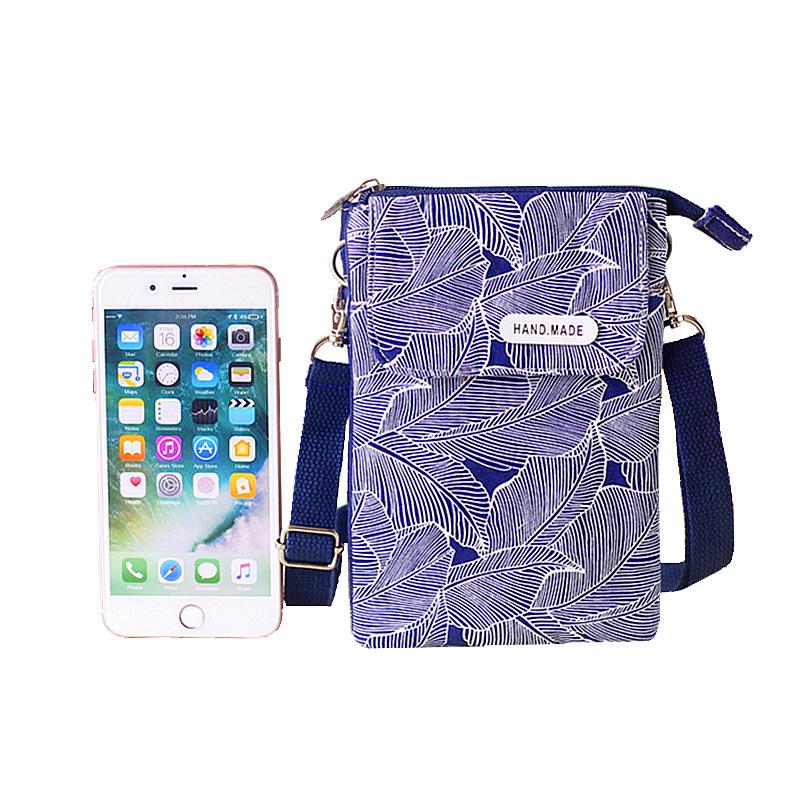 Sac bandoulière à 5 couches à grand écran avec motif de feuilles pastorales pour femmes