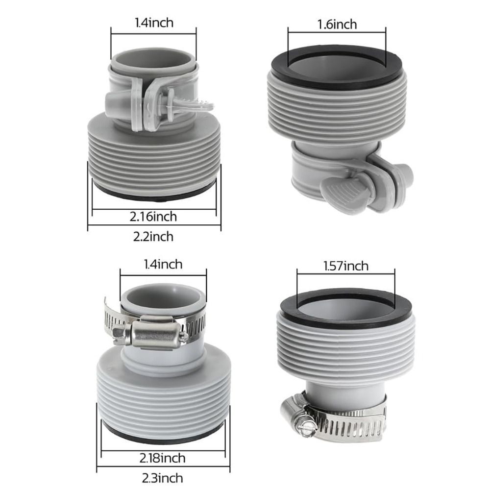 New 1.25 to 1.5 Pool Hose Adapter With Adjustment Hoop Type B Pool Hose Connector Rubber Metal Pool Filter Pumps Adapters