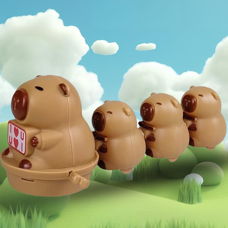 Plastic Capybara Clockwork Toy Kawaii Magnetic Connection Four Capibara Wind Up Doll Cute Things Interactive Educational Gift