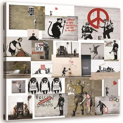 Canvas print, Banksy muurschildering - collectie Street Art werken