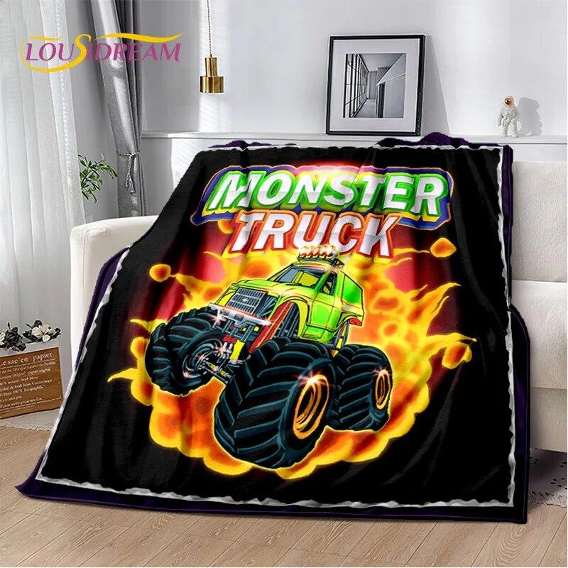 Cartoon Monster Jam 3D Monster Truck Blanket,Soft Throw Blanket for Home Bedroom Bed Sofa Picnic Travel Office Cover Blanket Kid