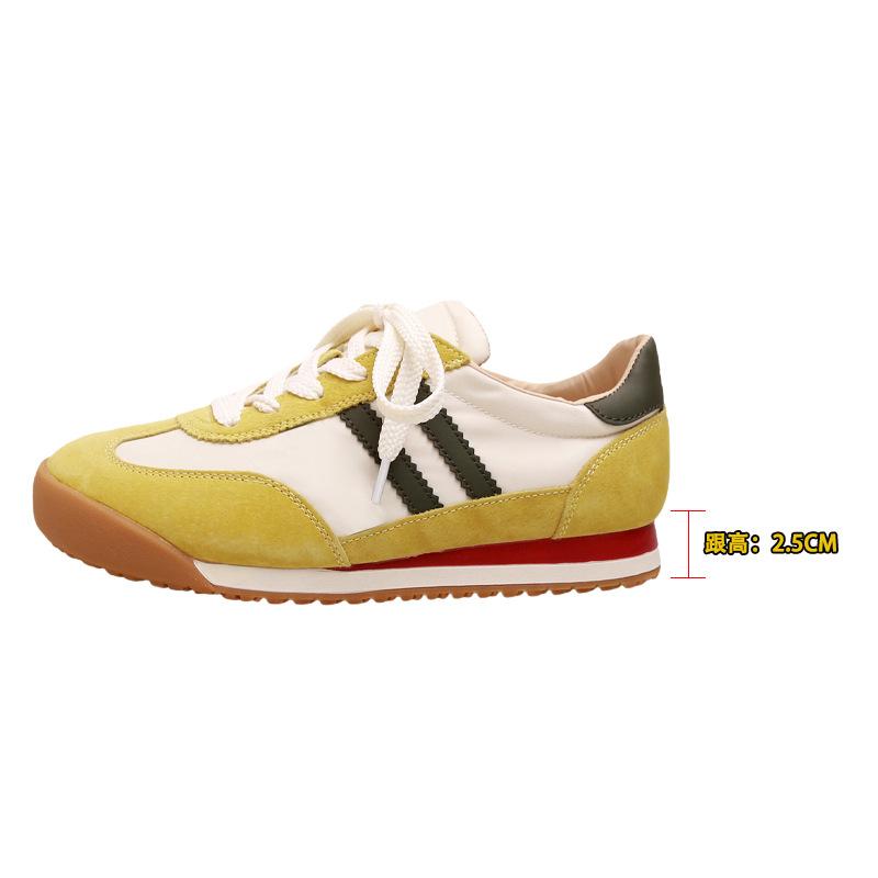 Leather Retro German Training Shoes Women's New Versatile Inner Height Increase Single Shoes Color Matching Soft Sole Breathable Casual Forrest Gump
