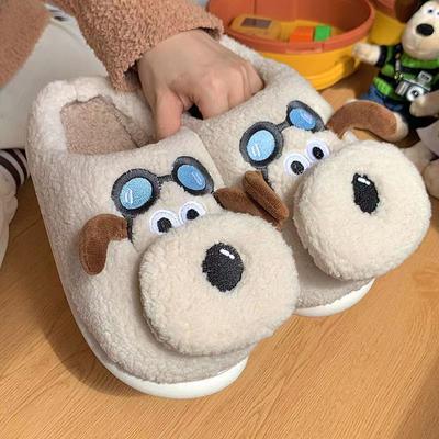 Inverno Carino Cane Pantofole di Cotone da Donna 2024 Nuove Calde Peluche Pantofole di Cotone Casa Casual Comfort Suola Morbida Antiscivolo Scarpe di Cotone