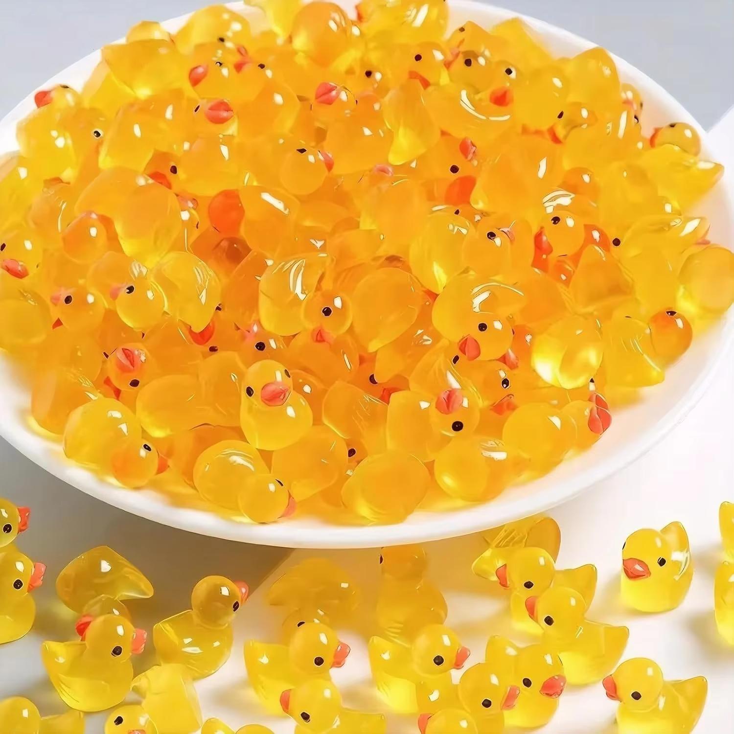 

100/200Pcs Luminous Small Ducks Moss Microlandscape Miniature Duck Figurines Fairy Garden Accessories Household Decoration Glow In The Dark 100Pcs