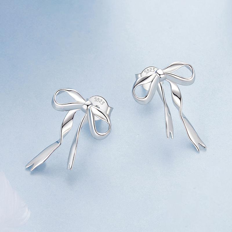 barbie Earrings [Sterling Silver·Original Design] Ribbon Bow Earrings, the First Release of Elegant and High-end Style, Ins Style ZJYES-YS-051
