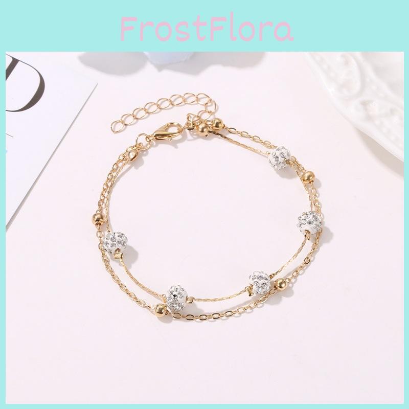 Stylish Double-layer Foot Chain With Shimmering Crystal Balls Fashionable Foot Accessories For Women