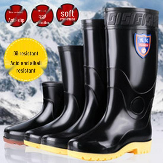 Men's Waterproof High Tube Rain Boots - Non-Slip Rubber Construction Boots