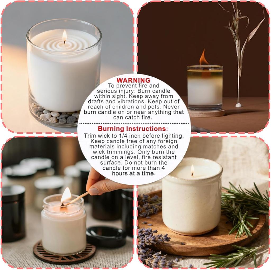 500pcs Candle Warning Labels, 2.5cm/0.98in Candle Jar Can Wax Melt Stickers Safety Stickers Accessories for DIY Making Candles