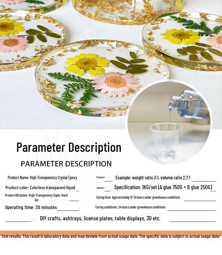 3:1 Kristallklar Epoxihartslim, Hög Hårdhet för Smycken & DIY-Hantverk, 1 kg